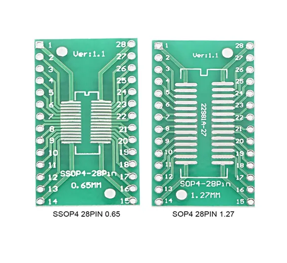 SOP SSOP 4 SMD Adapter Board 1.2mm/0.65mm 28 Pins Pitch IC Socket Adapter Plate PCB For Arduino SOP SSOP 4 SMD Adapter Board 1.2mm/0.65mm 28 Pins Pitch IC Socket Adapter Plate PCB For Arduino