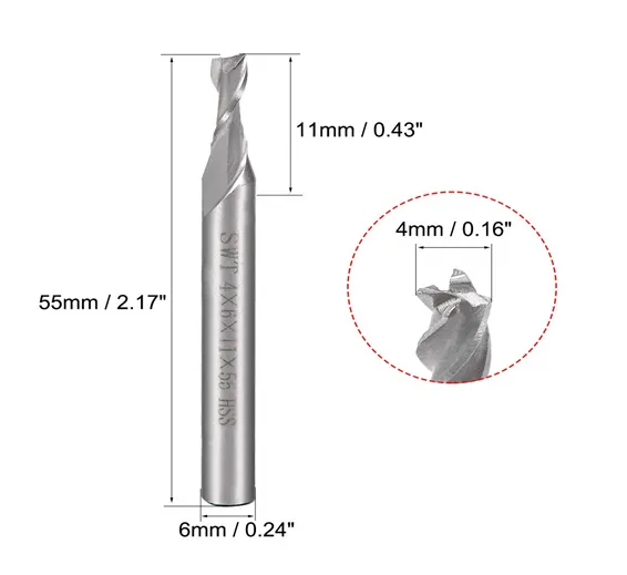 4mm x 6mm x 11mm Flute HSS End Mill Cutter with Super Hard Straight Shank Hot in Pakistan 4mm x 6mm x 11mm Flute HSS End Mill Cutter with Super Hard Straight Shank Hot in Pakistan