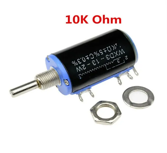 Sourcing Map WXD3-13-2W-10K ohm 2W 4mm Shaft Multi Turn Rotary Wire Wound Potentiometer Sourcing Map WXD3-13-2W-10K ohm 2W 4mm Shaft Multi Turn Rotary Wire Wound Potentiometer