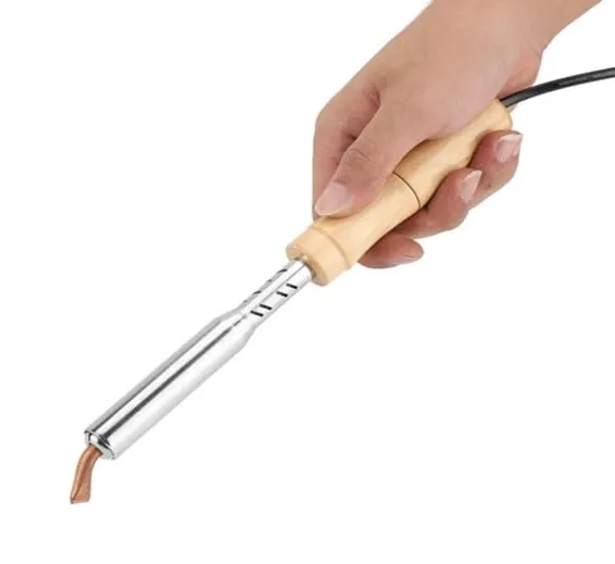 220V Soldering Iron with Chisel Tip & Wood Handle