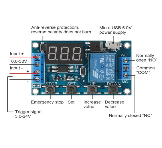 Timer Relay 6 To 30V Adjustable Timer Delay Timer