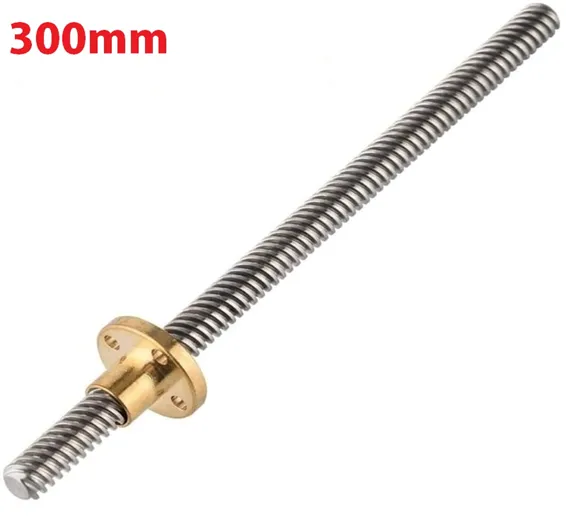 T8 300mmx8mm Screw Threaded Rod With Brass Nut T8 300mmx8mm Screw Threaded Rod With Brass Nut