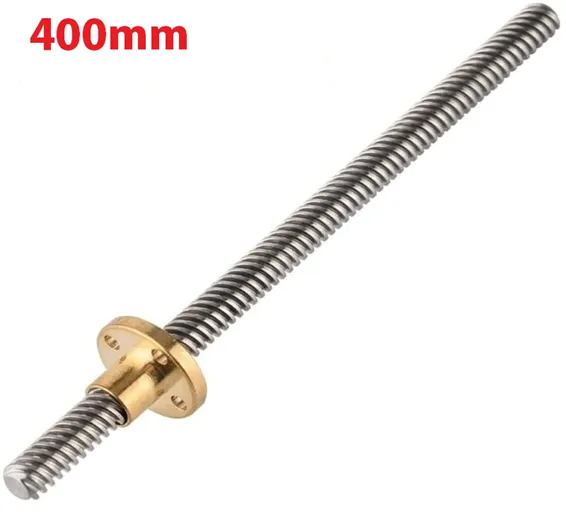 T8 400mmx8mm Screw Threaded Rod With Brass Nut