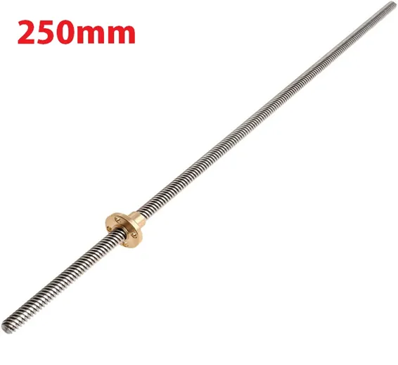T8 250mmx8mm Screw Threaded Rod With Brass Nut T8 250mmx8mm Screw Threaded Rod With Brass Nut