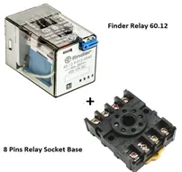 Finder Relay 12VDC 10A 60.12 With 8pin Rail-Mount Relay Socket Relay Base Finder Relay 12VDC 10A 60.12 With 8pin Rail-Mount Relay Socket Relay Base