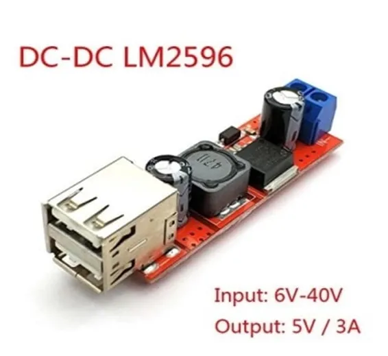 Vehicle Battery Charger Dual USB Output LM2596 Buck Converter