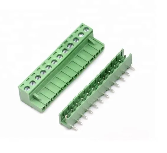 12 Pin Connector PCB Mount Right Angle, Bent Screw Terminal