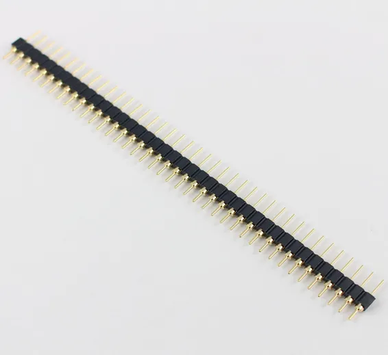 Gold Plated 2.54mm Male 40 Pin Single Row Straight Round Pin Header Strip