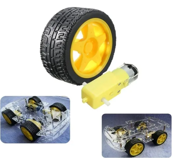 Smart Robot Car Tyre Wheel Gear Motor Set DC 3-6V Smart Robot Car Tyre Wheel Gear Motor Set DC 3-6V
