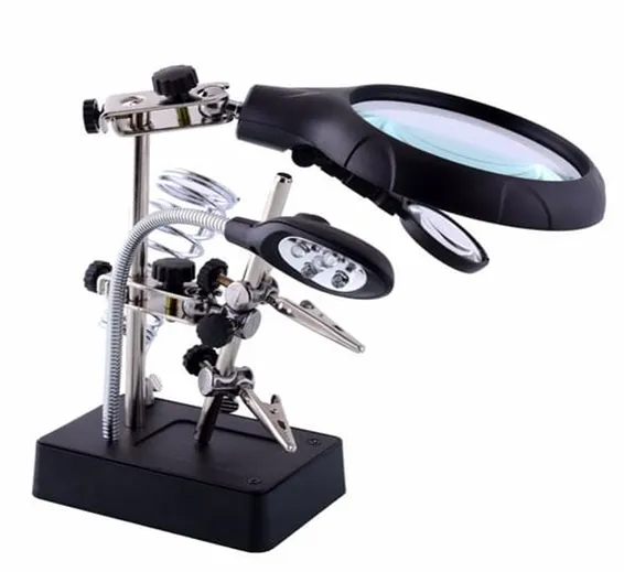 Magnifying Glass 5 LED Auxiliary Clip Magnifier 3 In1 Hand Soldering Solder Iron Stand Holder Station Magnifying Glass 5 LED Auxiliary Clip Magnifier 3 In1 Hand Soldering Solder Iron Stand Holder Station