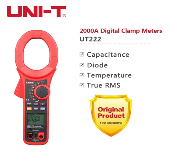 True RMS Digital AC/DC Clamp Meter 2500A UNI T UT222 True RMS Digital AC/DC Clamp Meter 2500A UNI T UT222