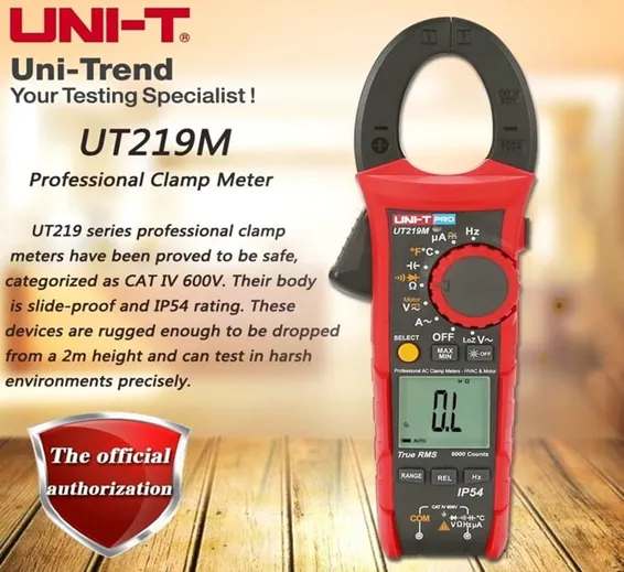 UNI T UT219M True RMS AC DC Clamp Meter 600A UNI T UT219M True RMS AC DC Clamp Meter 600A