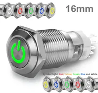 16mm Water Proof Metal Power Switch With Light Push On Push Off SPDT 16mm Water Proof Metal Power Switch With Light Push On Push Off SPDT