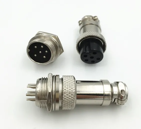 XLR 6 Pin Cable Connector 16mm Chassis Mount 6pin plug Adapter XLR 6 Pin Cable Connector 16mm Chassis Mount 6pin plug Adapter