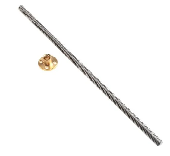 350mm x 8mm Threaded Screw Rod with Brass Nut