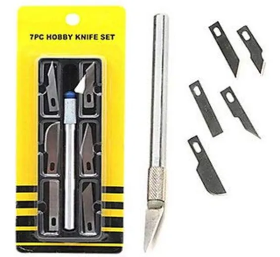 HIGHFITECH 7 Piece Hobby Knife 6 Blade BALSA Cloth HIGHFITECH 7 Piece Hobby Knife 6 Blade BALSA Cloth