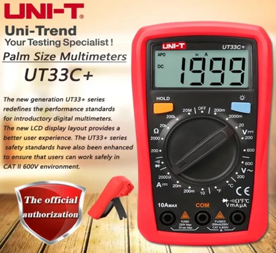 UT33C+ Handheld Multimeter, 1999 Display Digital Multimeter