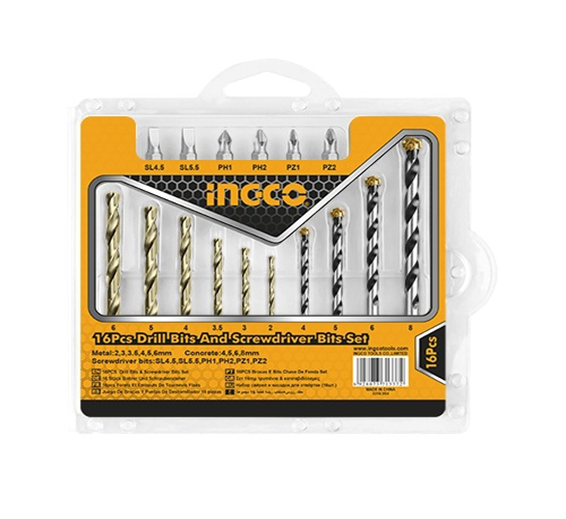 INGCO 16PCS drill bits & screwdriver bits set AKSDB9165 INGCO 16PCS drill bits & screwdriver bits set AKSDB9165
