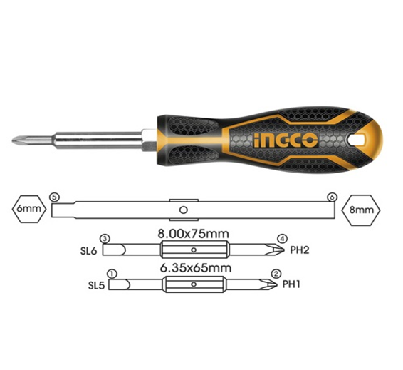 INGCO 6 IN 1 Screwdriver set AKISD0608 INGCO 6 IN 1 Screwdriver set AKISD0608