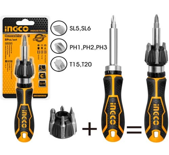 INGCO 8 Pcs ratchet screwdriver set AKISD0808