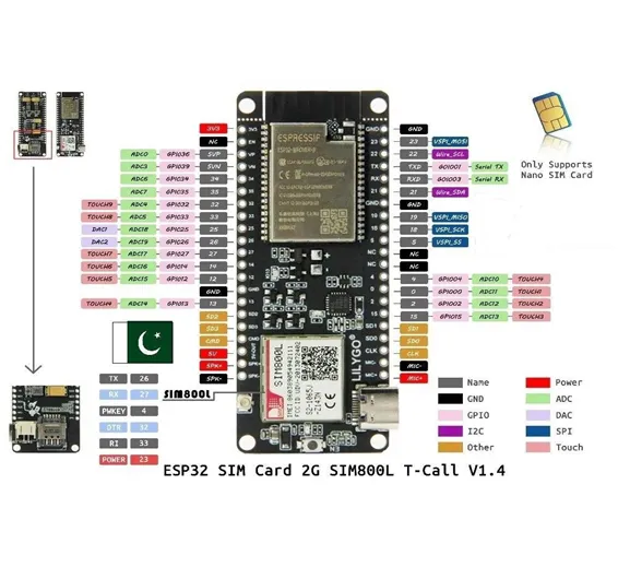 TTGO T-Call V1.4 ESP32 SIM800L GSM Module Upgraded Version Of V1.3