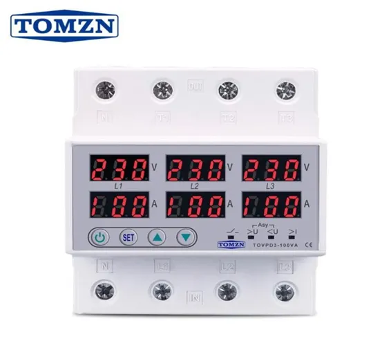 ORIGINAL TOMZN 100A TOVPD3-100VA 3 Three Phase Automatic Over And Under Voltage Protection Relay In Pakistan